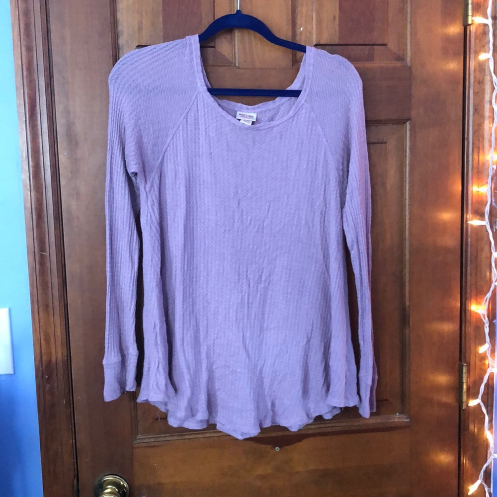Waffle knit flowy long sleeve